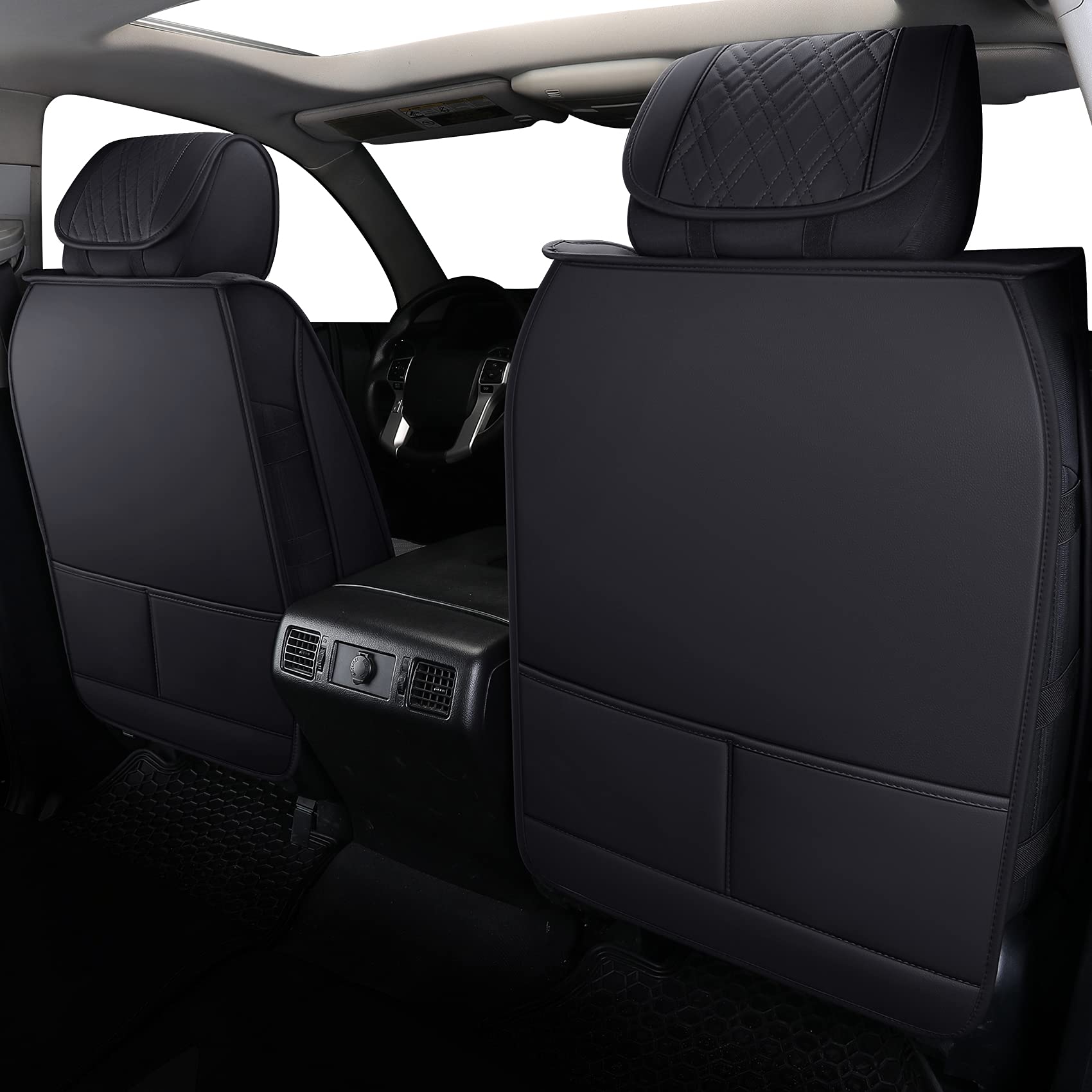 Aierxuan Toyota Tundra Seat Covers Full Set Custom Fit 2008-2024 Crewmax Cab Double Cab Pickup Truck Waterproof Leather Tundrasine Concept Limited Platinum 1794 Edition Car Cushions Black