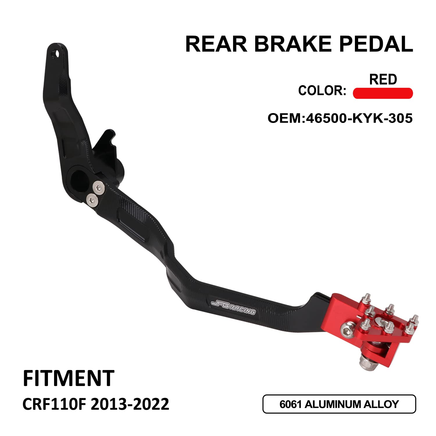 JFG RACING Motorcycle Folding Rear Brake Foot Pedal Lever CNC, Aluminum, Red, for CRF110 F 2013-2022, Model A13190238