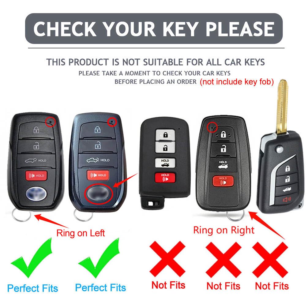 Compatible with Toyota Key Fob Cover with Keychain, for Crown Corolla Cross Grand Highlander Tundra Prius Venza Sequoia Land Cru