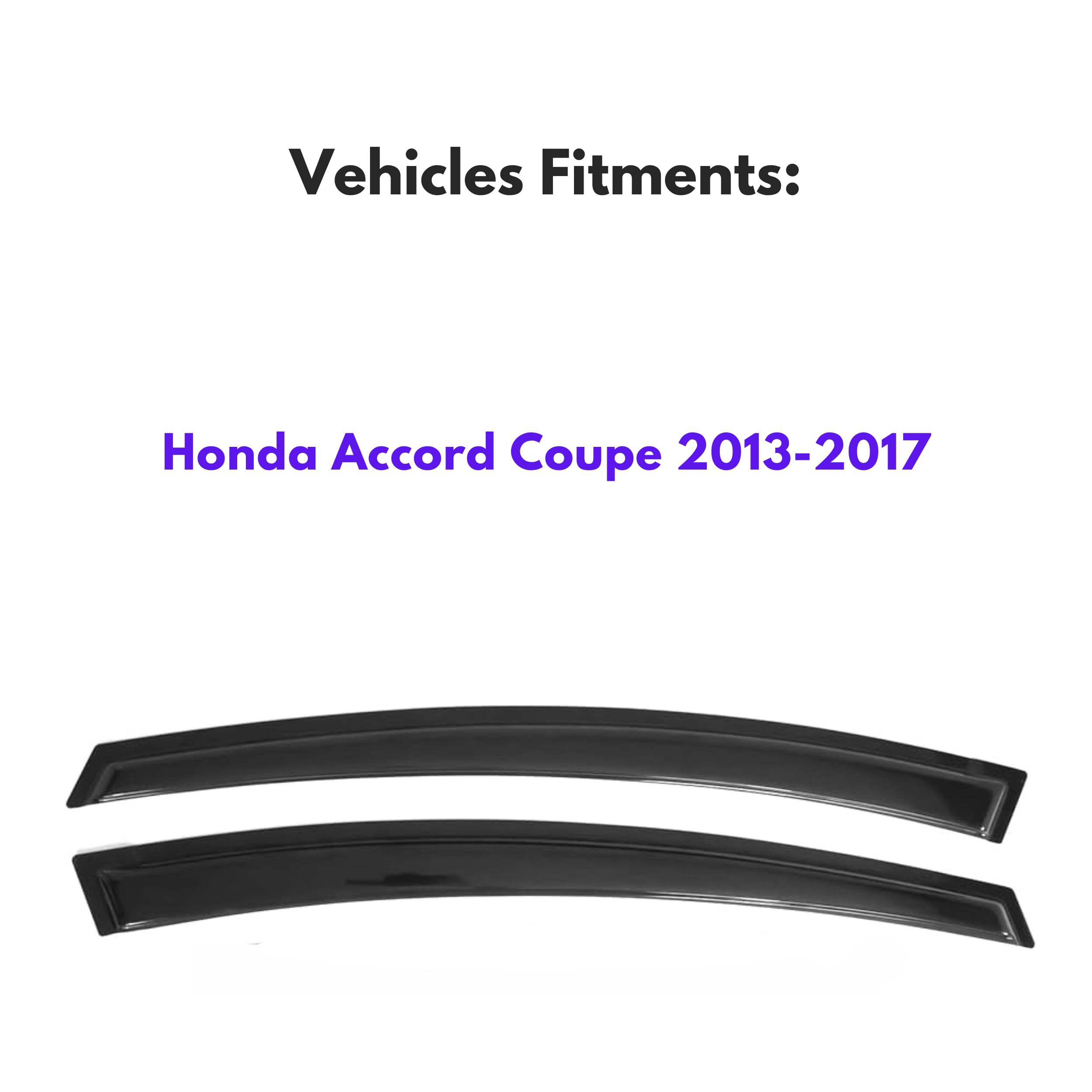 Ig Window Visor For Honda Accord Coupe 2013-2017, Rain Guard Tape-On Extra Durable Sun Wind Side Vent Window Deflector, 2013 201