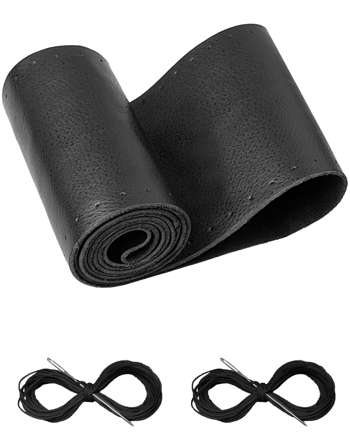 Belinous Leather Steering Wheel Cover Lace Up, Stitch On Wrap, Universal Fit 13-25 Inch Car Truck Suv Pickup Boat, A Whole Piece