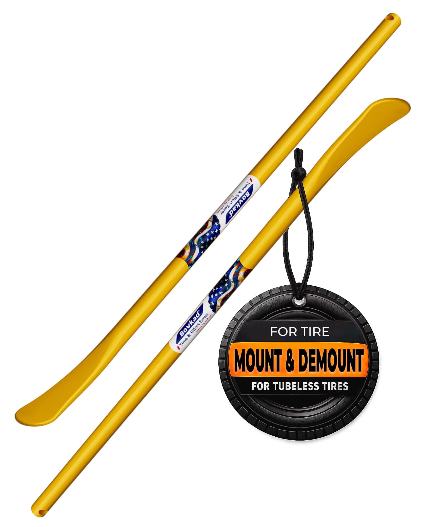 Bovkad 30 Inch Heavy Duty Tire Spoon Bars, 2 Pack 3/4 in(STK) Solid Steel Tire Irons for Mounting & Demounting Tires, Profession