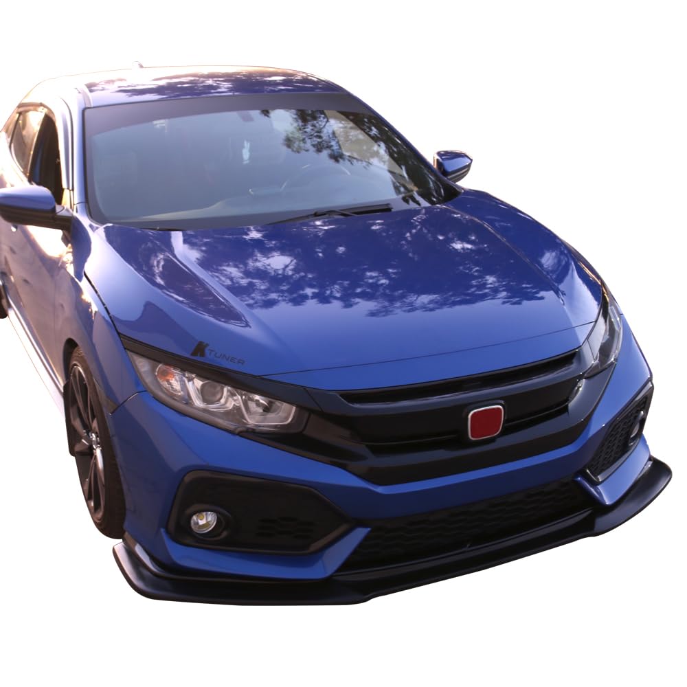 IKON MOTORSPORTS, Front Bumper Lip Compatible with 2017-2021 Honda Civic Hatchback Sport Trim, GT Style Unpainted PU Front Lip U