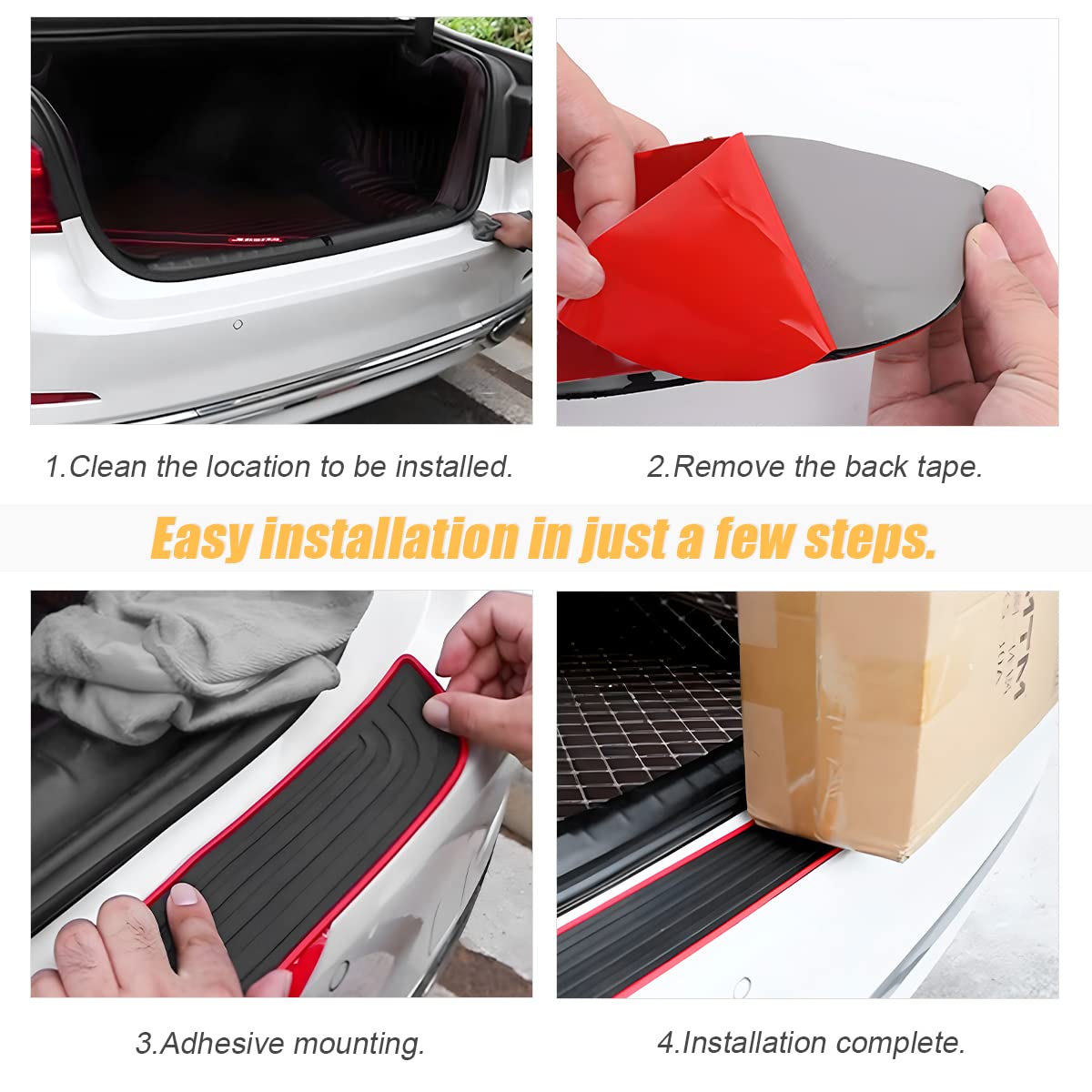 Car Rear Bumper Protector Guard, American Flag Anti-Scratch Rubber Trunk Door Sill Trim Cover, Vehicle Door Entry Protection Str