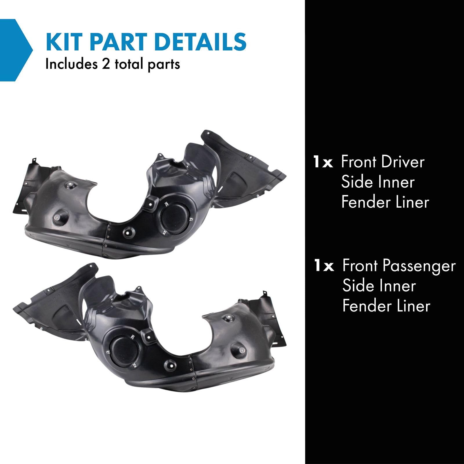 Trq Front Inner Fender Liner Set Compatible With 2014-2021 Mini Cooper Mc1248106 Mc1249106