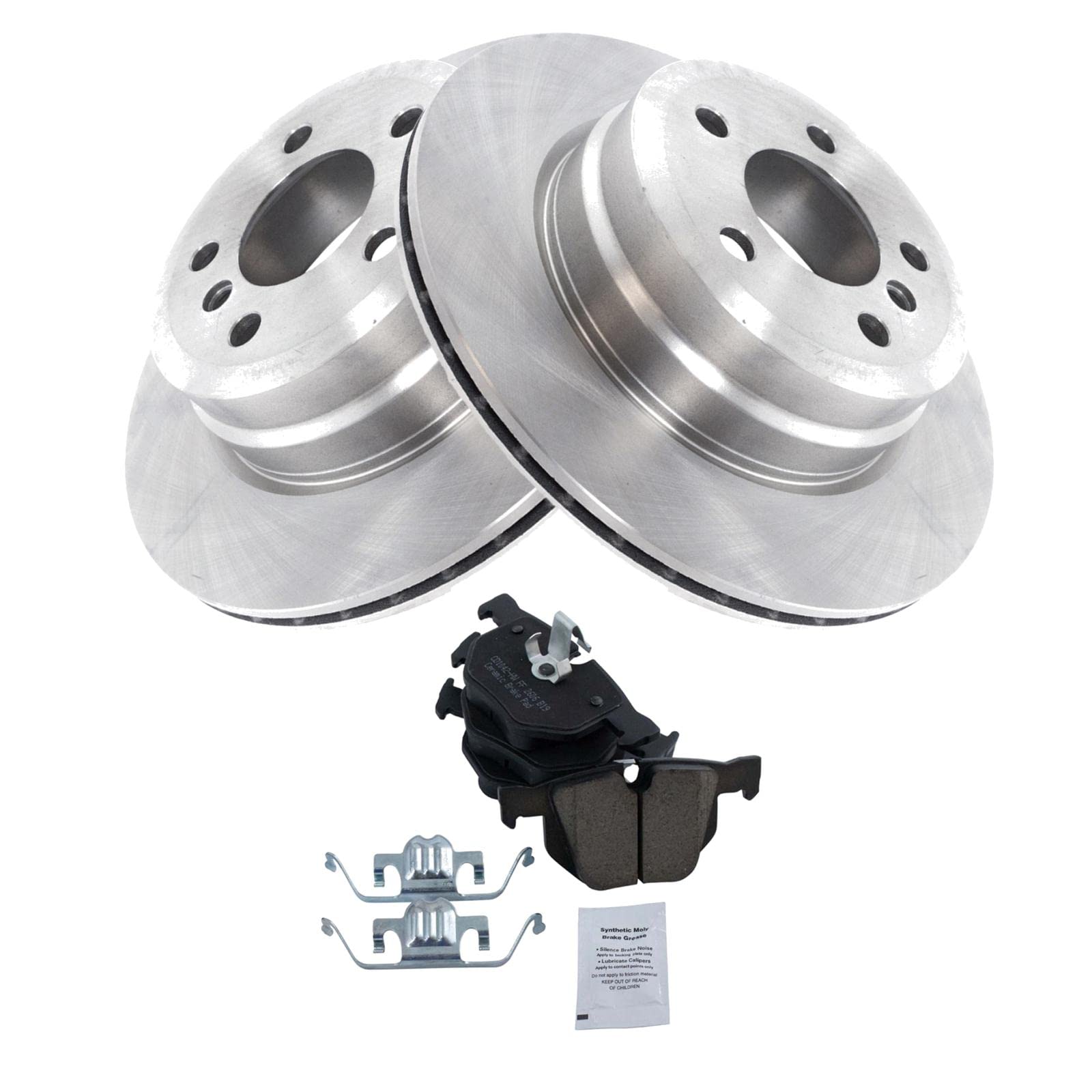 TRQ Rear Brake Pad & Rotor Kit Brake Pads Brake Rotor Ceramic Compatible with 2007-2018 BMW X5 2010-2018 X6