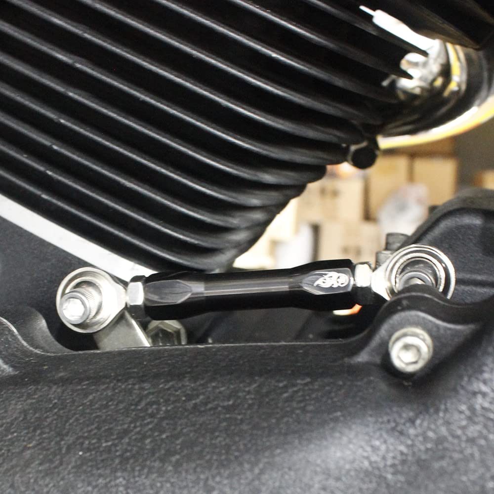 POWER JAMES CNC Cut Shift Lever Linkage Rod for Harley Davidson Dyna/Softail, Titanium Black Plated, Model 107020