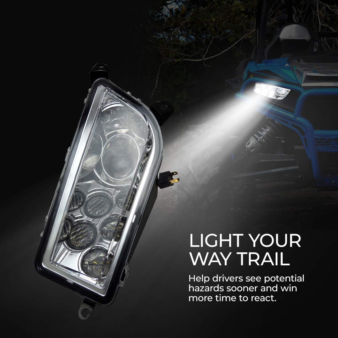 Kemimoto Pair Of Led Headlight Compatible With Rzr, 30W Front 1000 Xp Led Headlight Compatible With Polaris Rzr Xp 1000/4 1000, Rzr Xp Turbo/Turbo S / 4 Turbo, Rzr 900/S 900 2014-2023