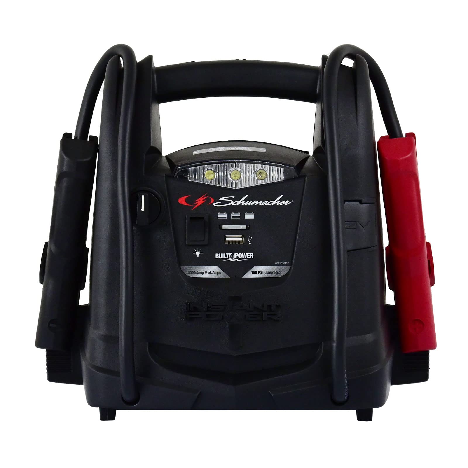 Schumacher Electric Sj1330 4-In-1 Portable Power Station And Jump Starter With 150-Psi Air Compressor And Led Light, 1000 Peak A