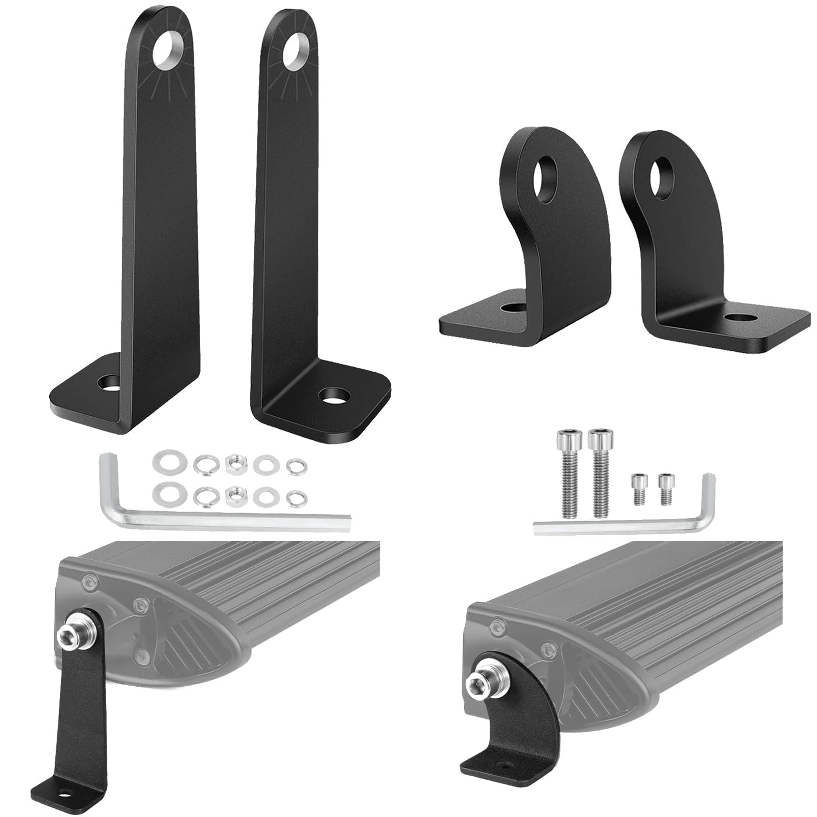 SWATOW INDUSTRIES 2 Pack Light Bar Mounting Brackets Single Row Light Bar Mounts Universal Side-Mounted Brackets Straight or Cur