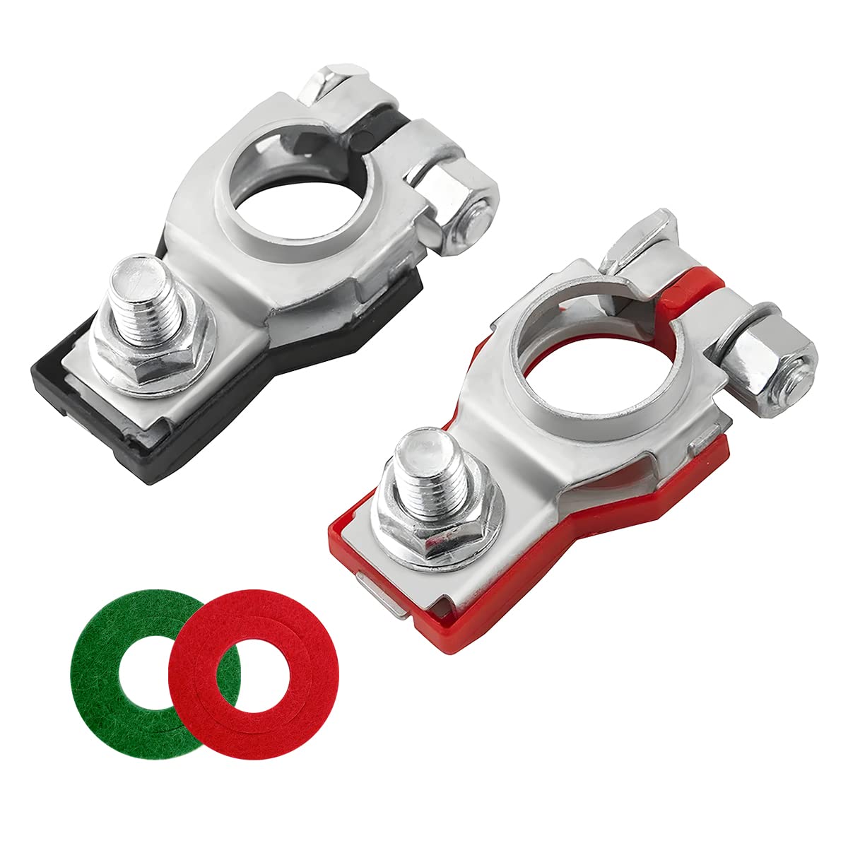 Auceli Battery Terminal Connector, Top Post Battery Cable Terminal Clamp Set, Positive And Negative 1 Pair With 2 Washers, Good 