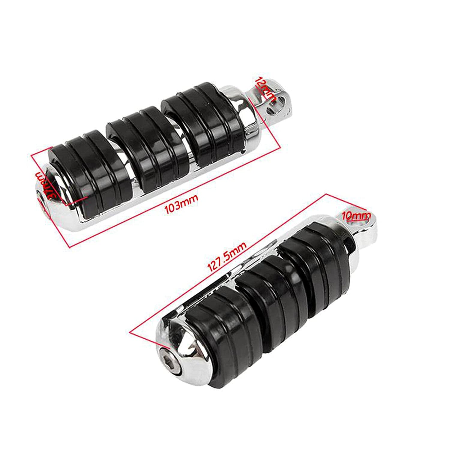 XYZMT Anti Vibration Foot Pegs for Harley Davidson & Honda - Rubber, Chrome & Black