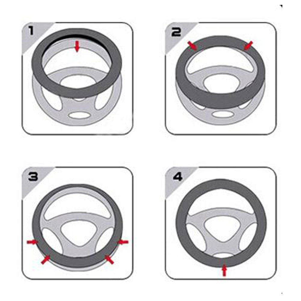 Shiawasena Auto Car Steering Wheel Cover, Universal 15 Inch Fit, Soft Leather, Breathable Anti Slip (Black&White)