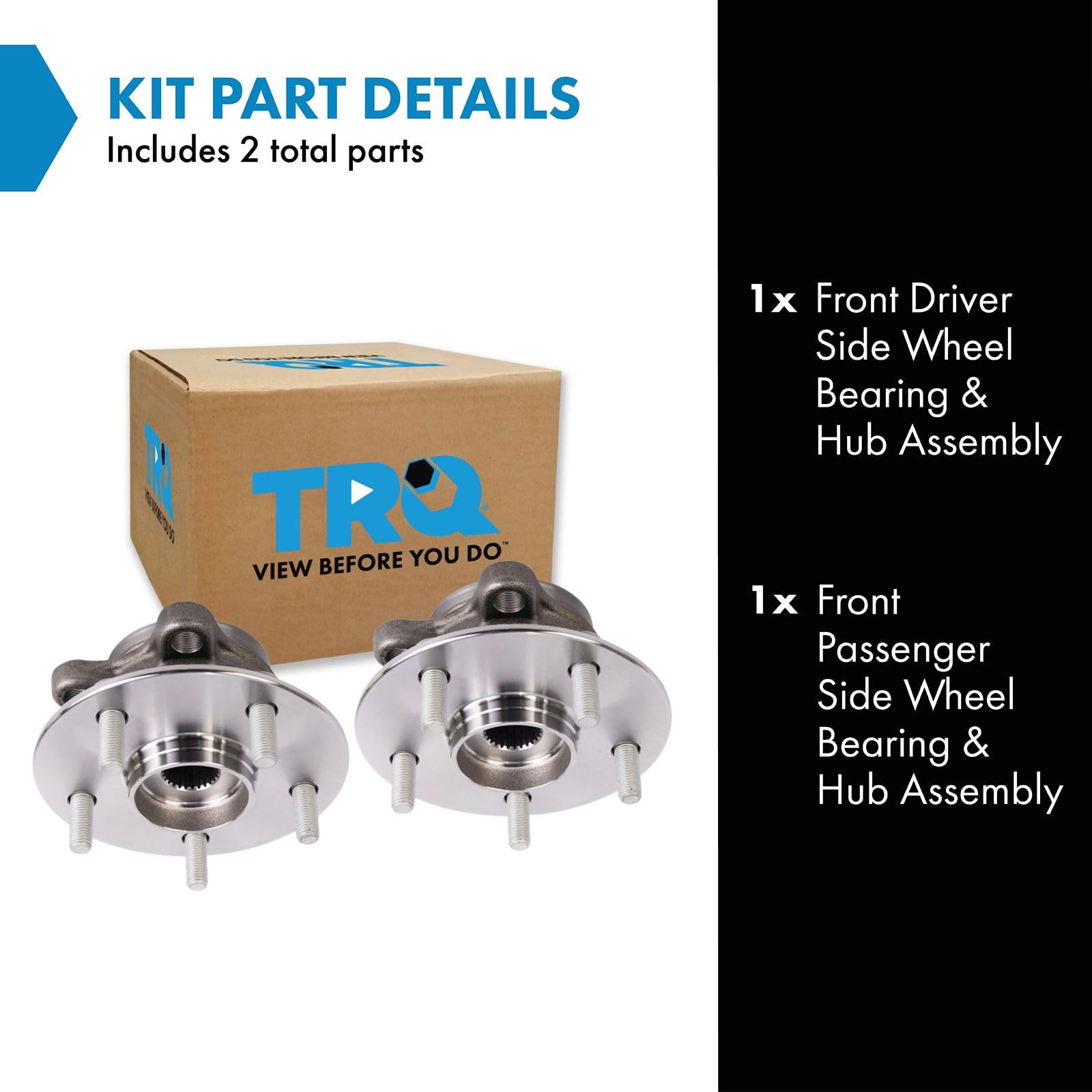 Trq Front Wheel Hub Bearings Assembly Set Compatible With 2019-2022 Lexus Ux200 2019-2023 Ux250H 2018-2022 Toyota C-Hr