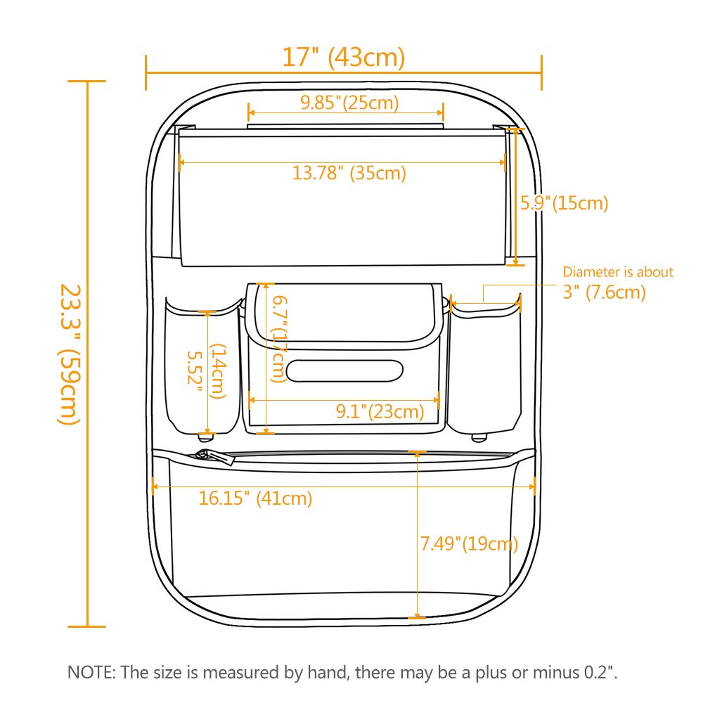 Viaviat Car Seat Organizer - Waterproof Backseat Protector, Large Pocket, Beige, Leather, Model GD-168 for Kids & Pets