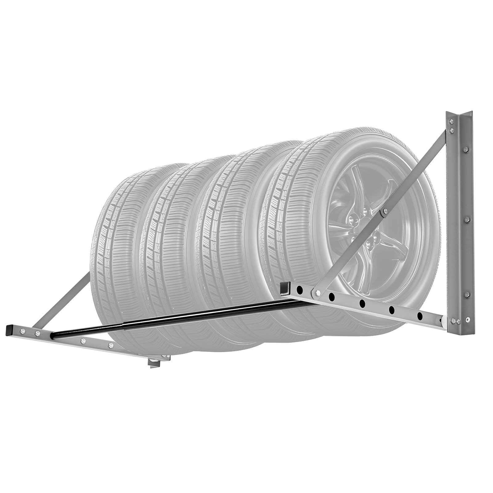 VEVOR Wall Mounted Folding Tire Rack, 32 - 48 Adjustable Tire Rack, Q235 Heavy-Duty Steel Tire Storage Rack for R14-R20 inch Sta
