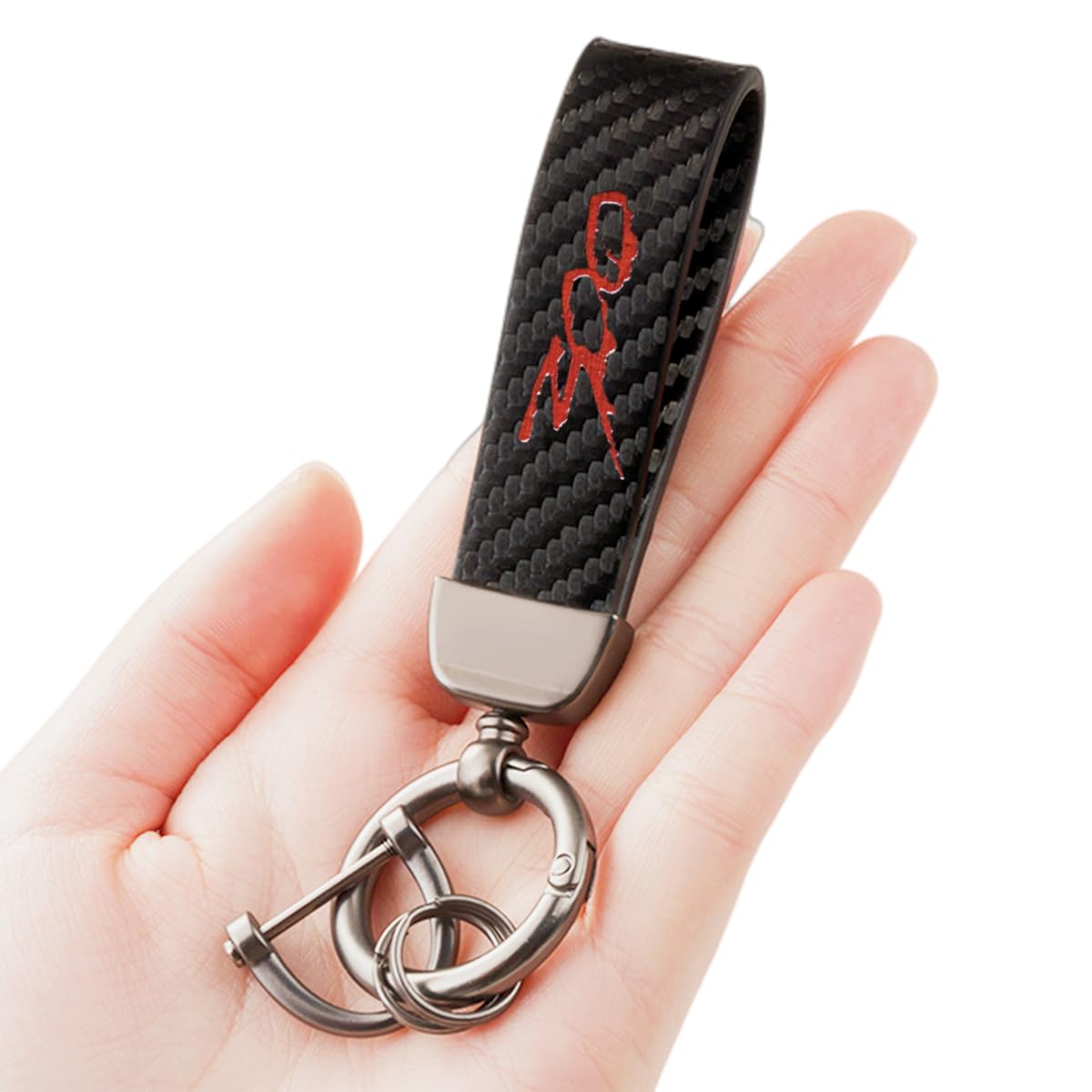 Huiants Carbon Fiber Style Car Keychain 300 Emblem Microfiber Leather Key Chain Compatible With Chrysler 300 300C 300S Accessori