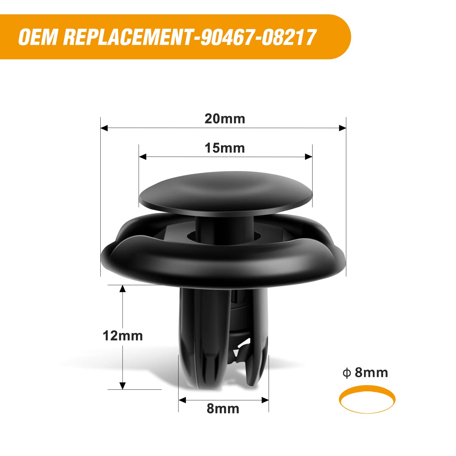 Gooacc 50Pcs Upper Seal Radiator Cover Push-Type Retainer Compatible With Toyota Lexus 90467-08217 4Runner Fj Cruiser Tacoma Gx4