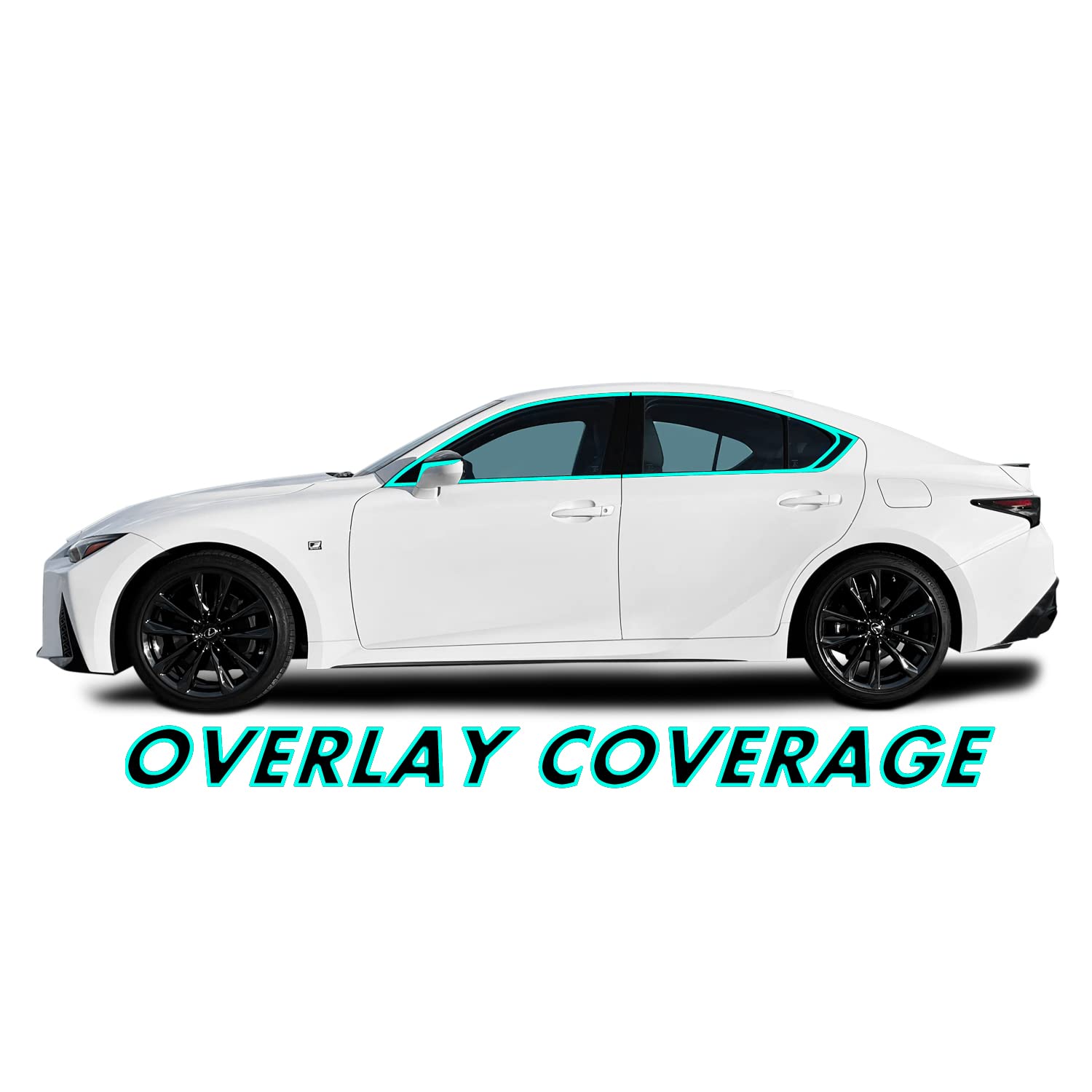 SlickMod Chrome Delete Vinyl Overlay for 2021-2022 Lexus IS, Gloss Black, Window & Mirror Trim, Model LEX-IS-2122-CTD