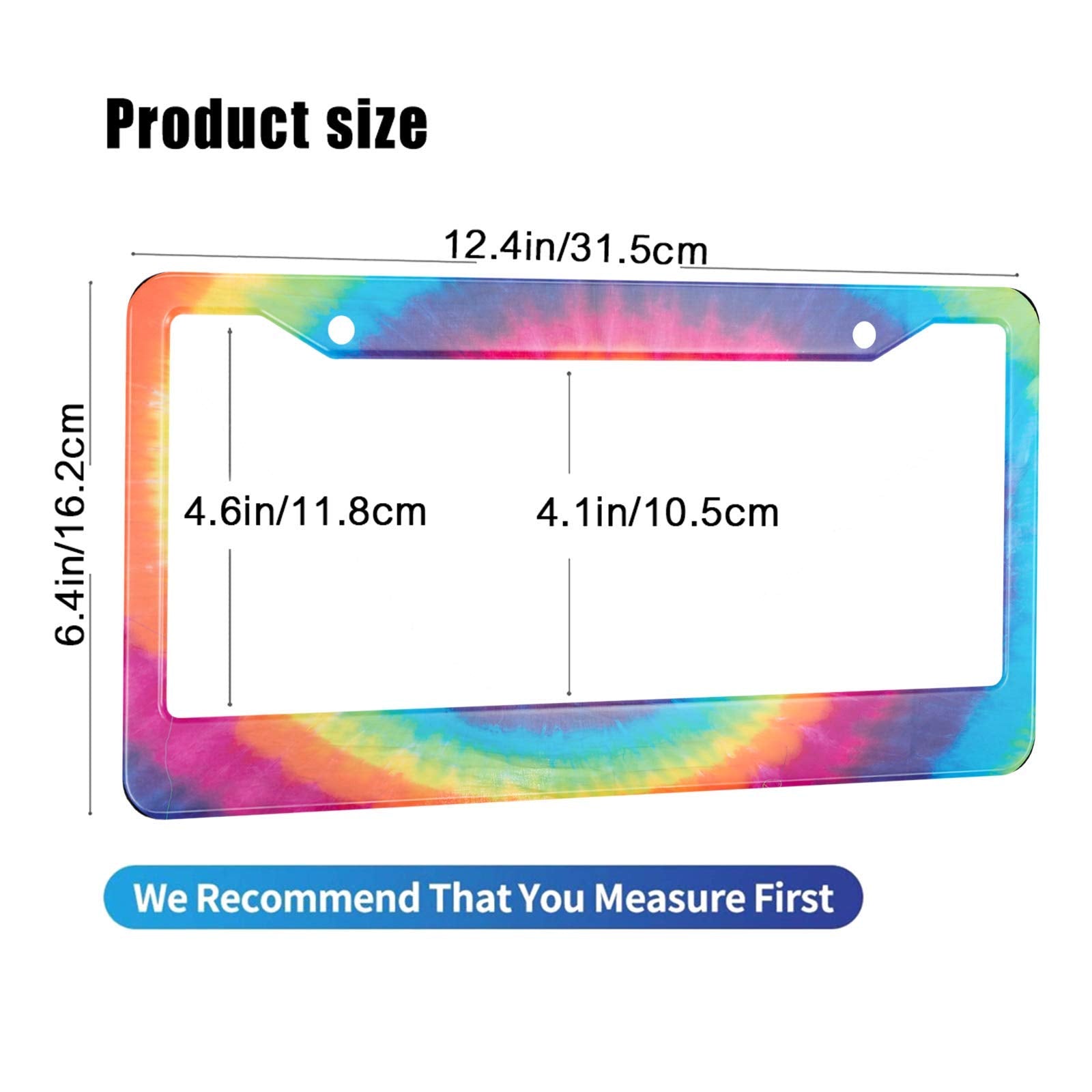 HOSNYE Rainbow Color Lines License Plate Frame Rotating Colors Metal License Plate Cover Front Plates Frames Car Tag Frame for W