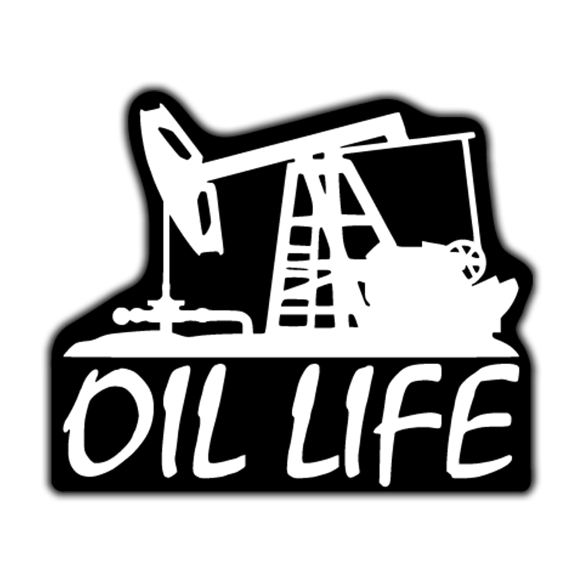 KCD Oil Life Rig Vinyl Decal Sticker - 5.5 Inch, White with Black Background for Cars, Trucks, Vans, Windows, and Laptops
