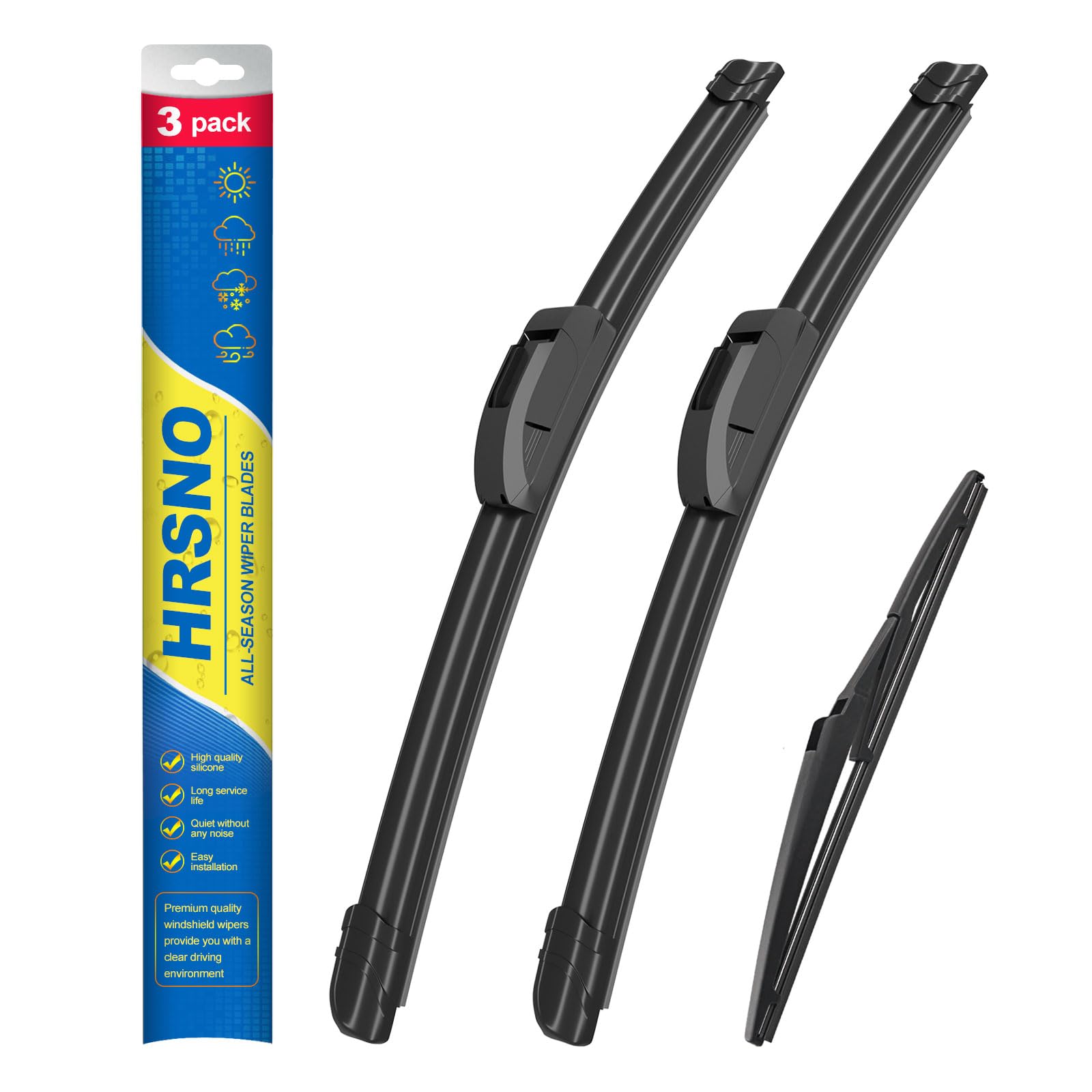 Hrsno 24''+20'' Windshield Wipers With 11'' Rear Wiper Blade Sets Automotive Replacement For Kia Soul 2010-2019,Easy For Install