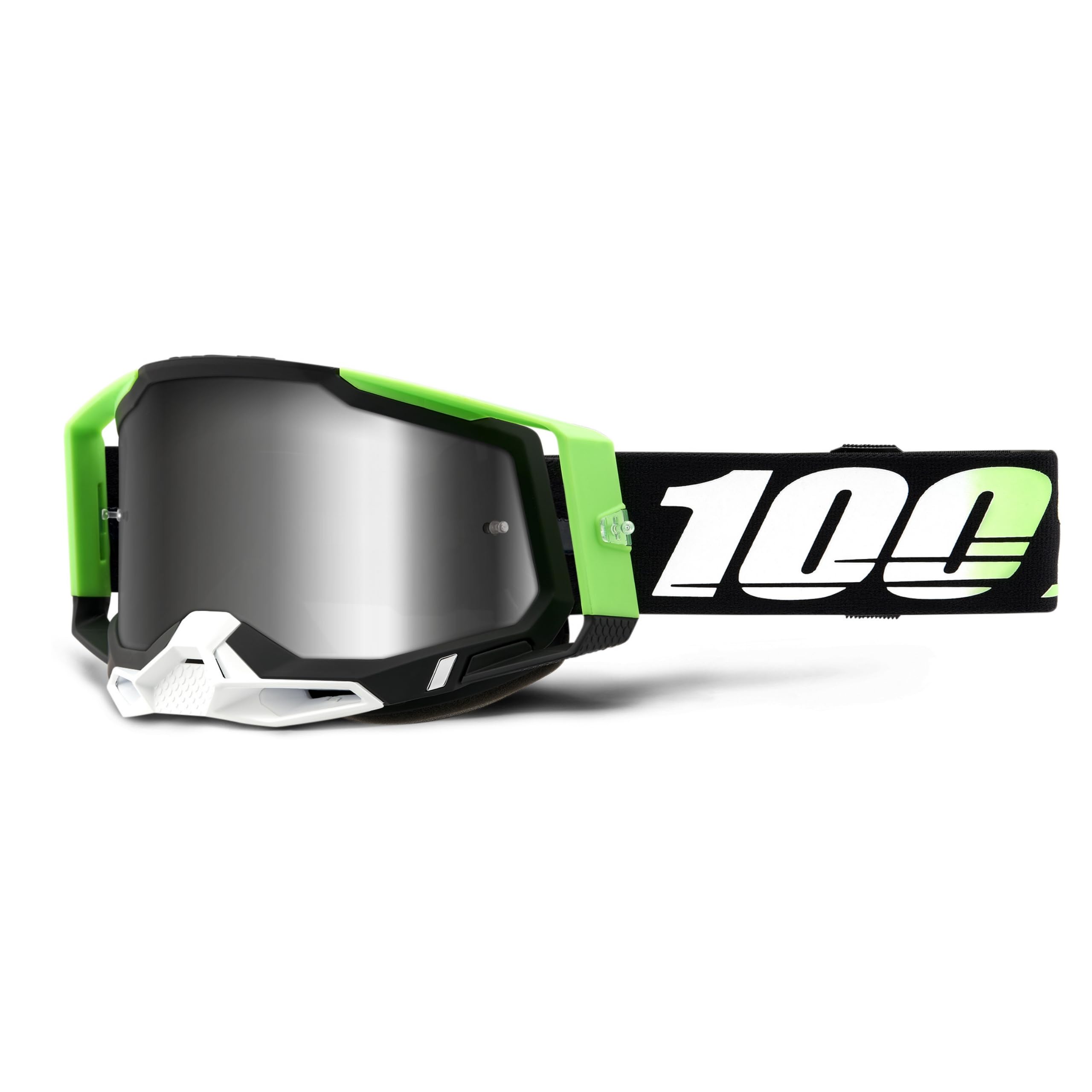 100% Racecraft 2 Mountain Bike & Motocross Goggles - MX and MTB Racing Protective Eyewear (Kalkuta - Mirror Silver Lens)