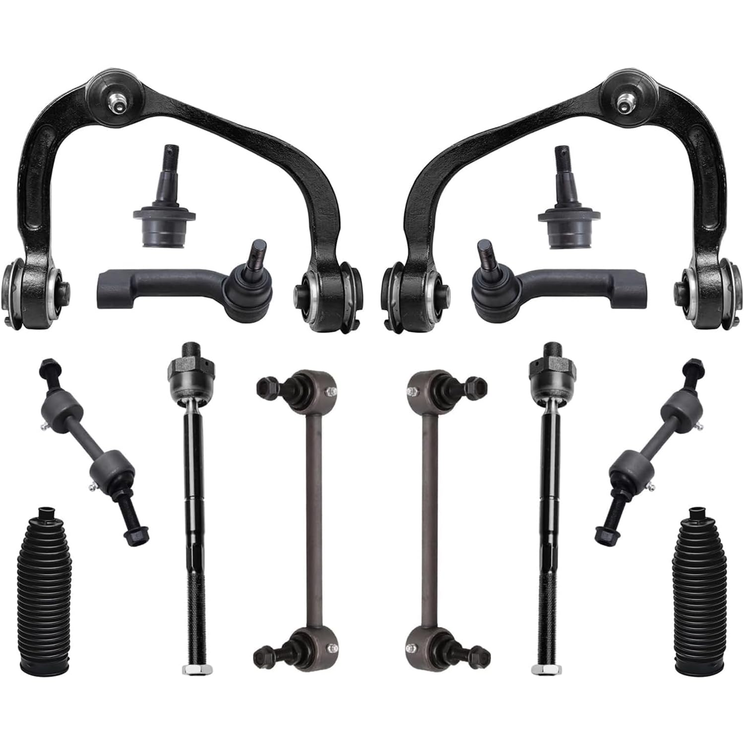Detroit Axle - Front End 14pc Suspension Kit for 2007-2014 Ford Expedition Lincoln Navigator, 2 Upper Control Arms 2 Lower Ball 