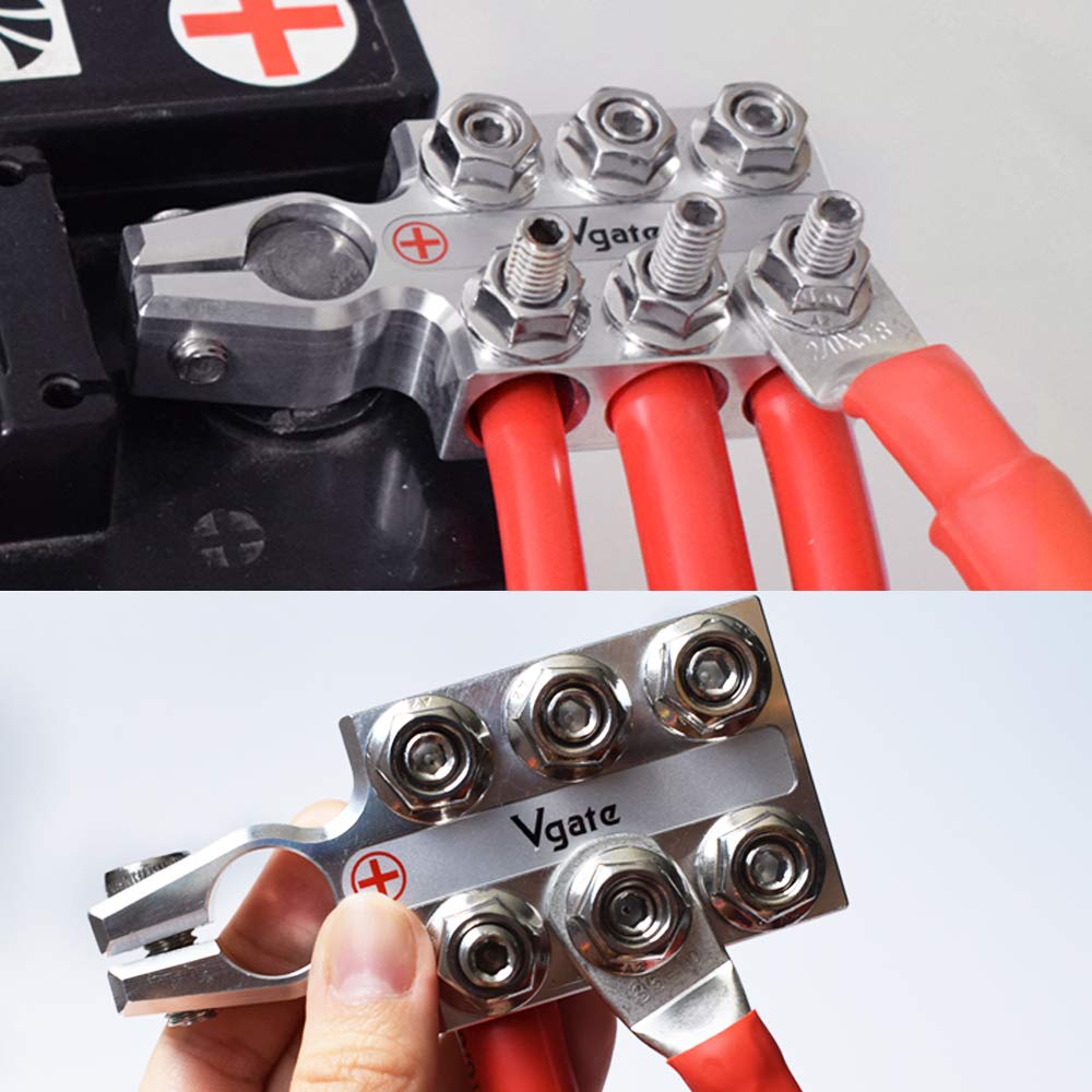 Vgate Lead Acid Battery Terminal Clamps, 8Awg Up To 4/0(Xl) Awg Gauge, 12-Way Connectors, Positive And Negative (+/-)(Pair) For