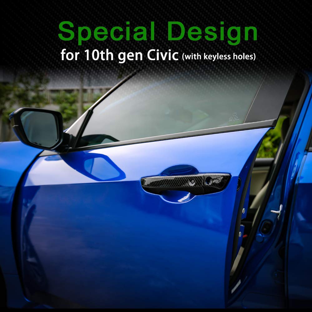 Thenice For 10Th Gen Civic Carbon Fiber Grain Door Handle Cover Exterior Decoration Compatible With Honda Civic 2017 2018 2019 2