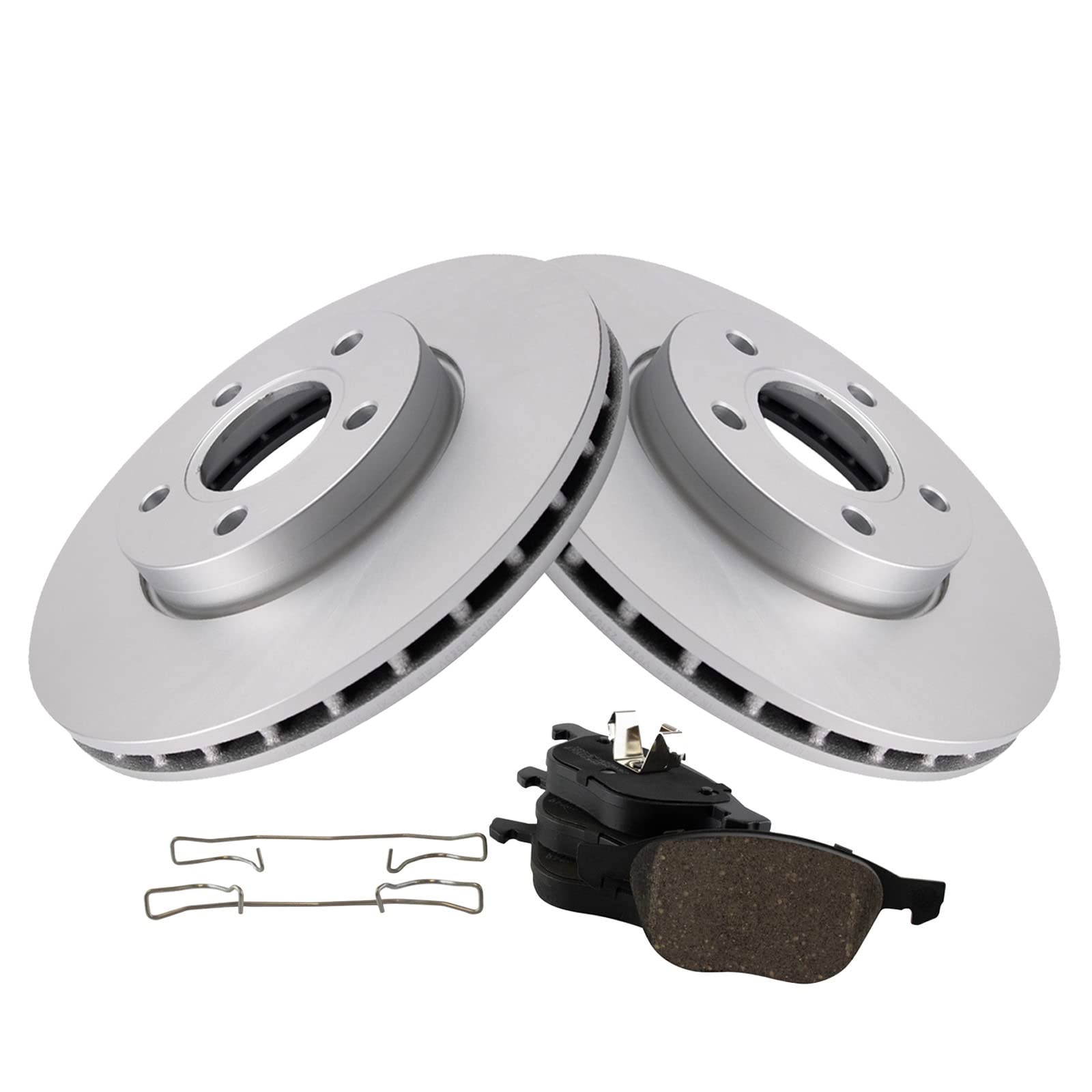 Trq Front Brake Pad & Rotor Kit Brake Pads Brake Rotor Ceramic Premium G-Coated Compatible With 2013-2018 Ford C-Max 2012-2018 F