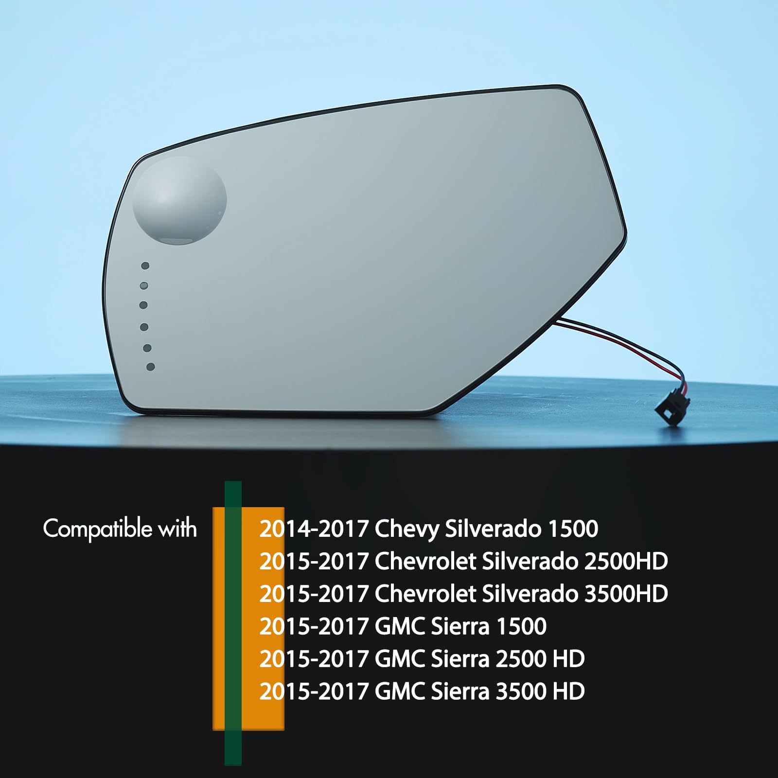 SNEMEEY Driver Side Mirror Replacement for 2014-2017 Chevy Silverado & GMC Sierra, ABS with Turn Signal, Model YUANJING-LH, LH Color