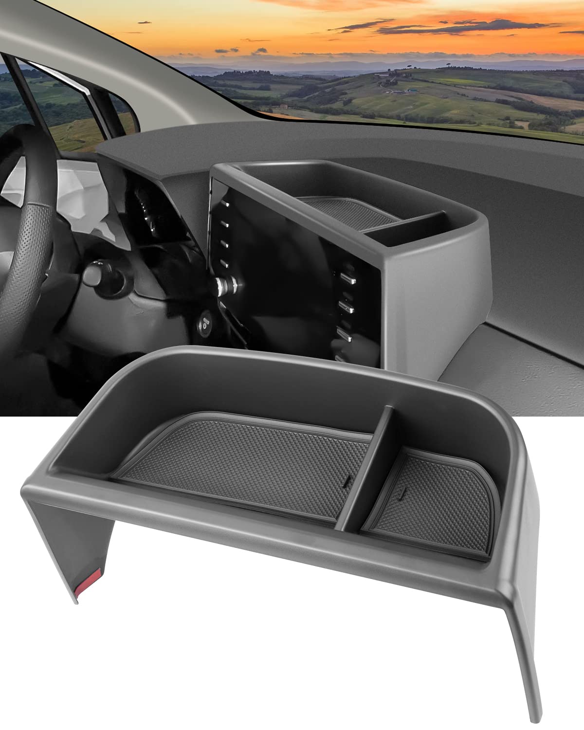 Ecarzo Center Console Dash Storage Tray for 2021 2022 2023 2024 Toyota Sienna Dashboard Organizer Insert Sunglass Holder Contain