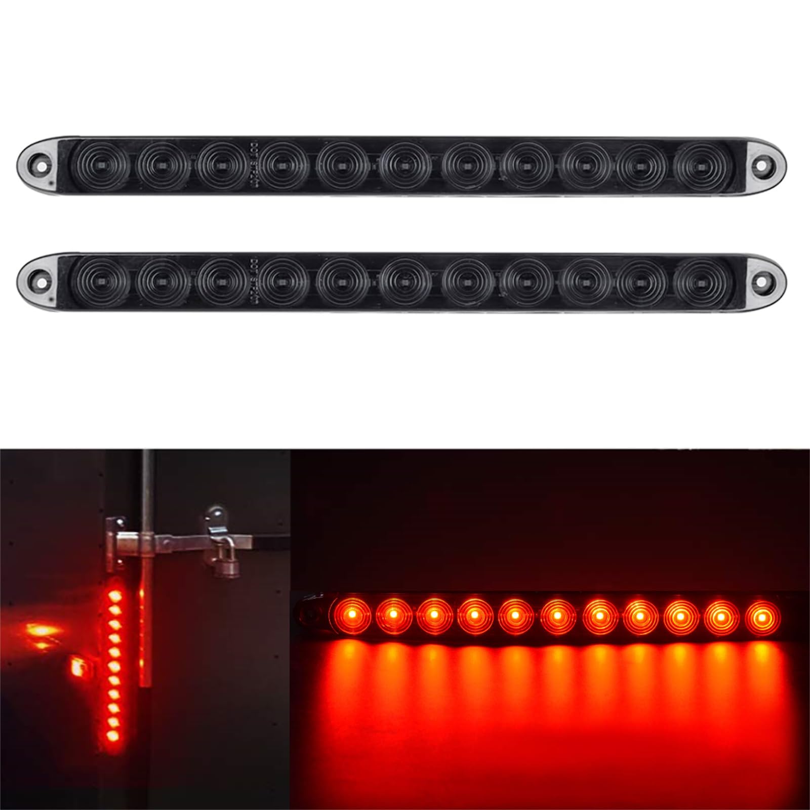 PerfecTech 11 LED Trailer Brake Tail Light - Waterproof Red Light, 2 Pack for Boats, Golf Carts, Trucks, RVs, Offroad Vehicles