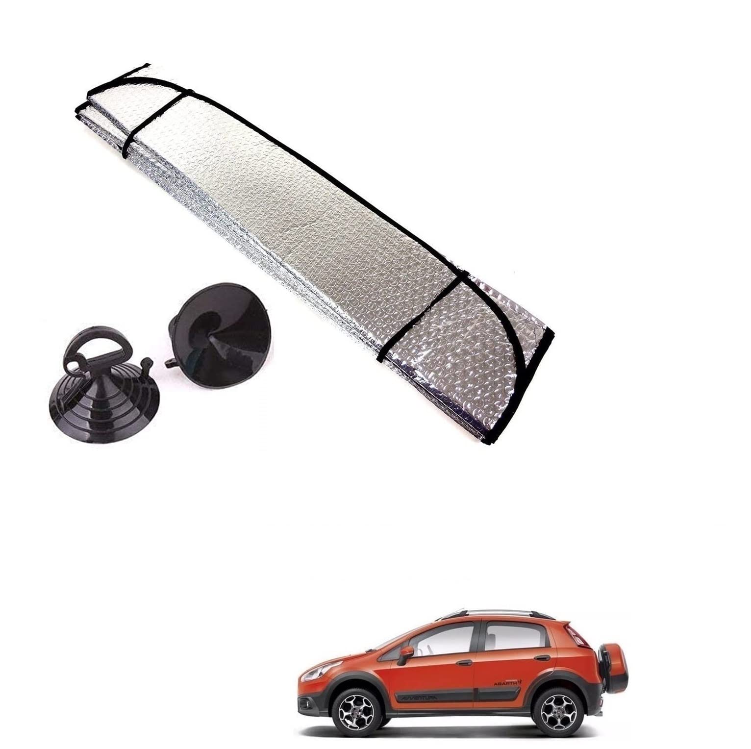 Auto Addict Car Sunshades Aluminium Foil Foldable Windshield (Front Window,Rear Window,1 pc) Sunshade for Fiat Avventura