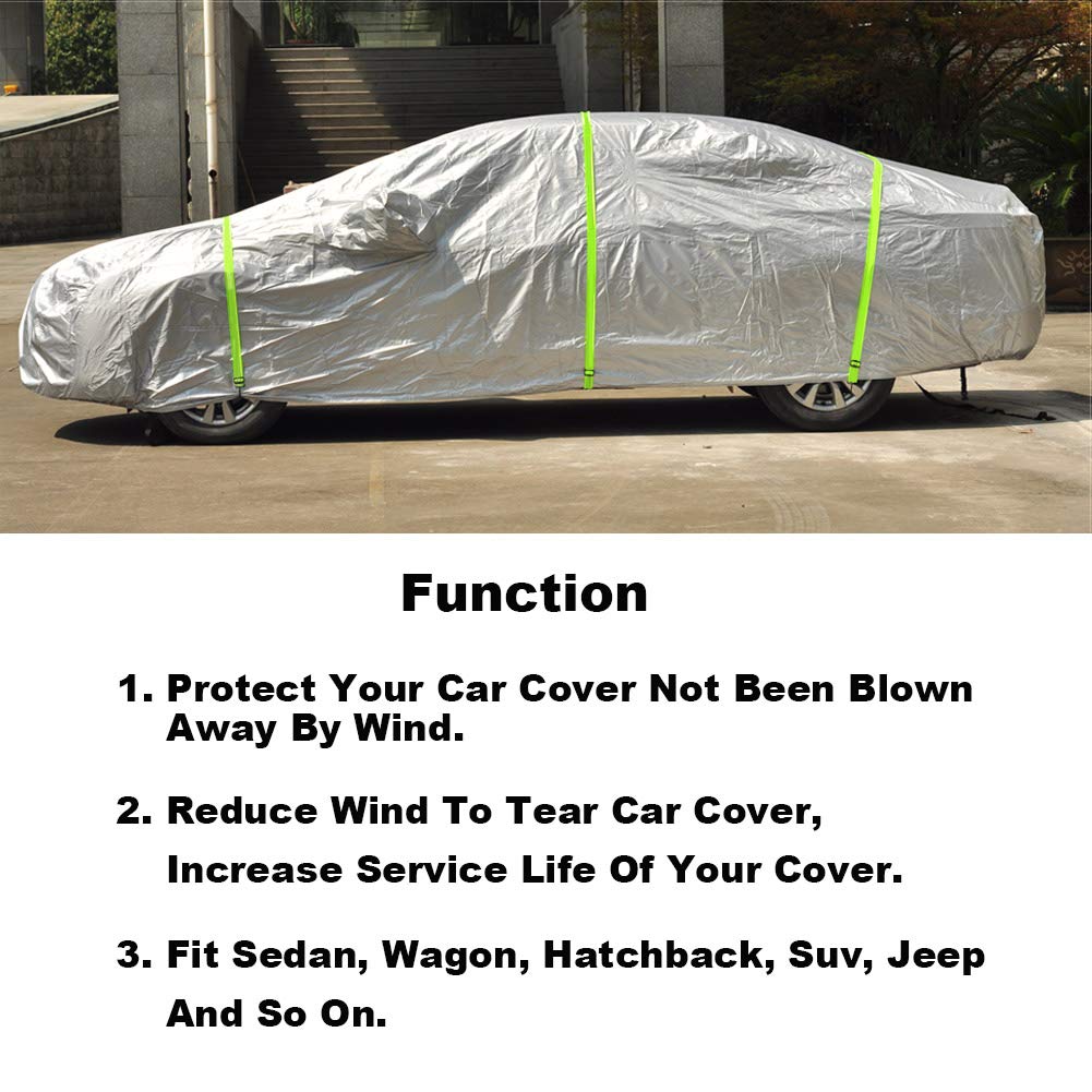 Kayme Car Cover Straps Wind Protector,3Pcs Elastic Adjustable Rope Protect Cover From High Wind, Universal Fit