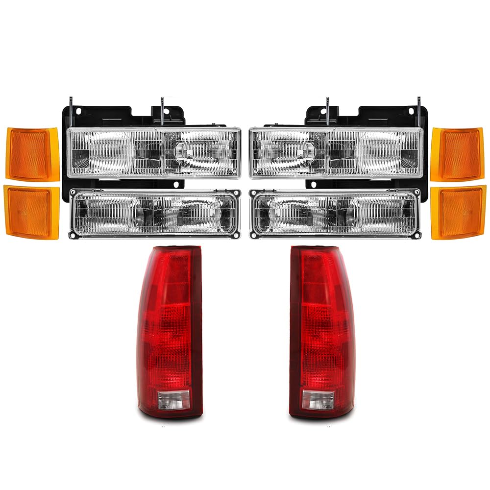 EPIC LIGHTING OE Spec-B-A Replacement Halogen Headlights Signal Lights Side Markers Tail Lights Black Trim Compatible with CHEVR
