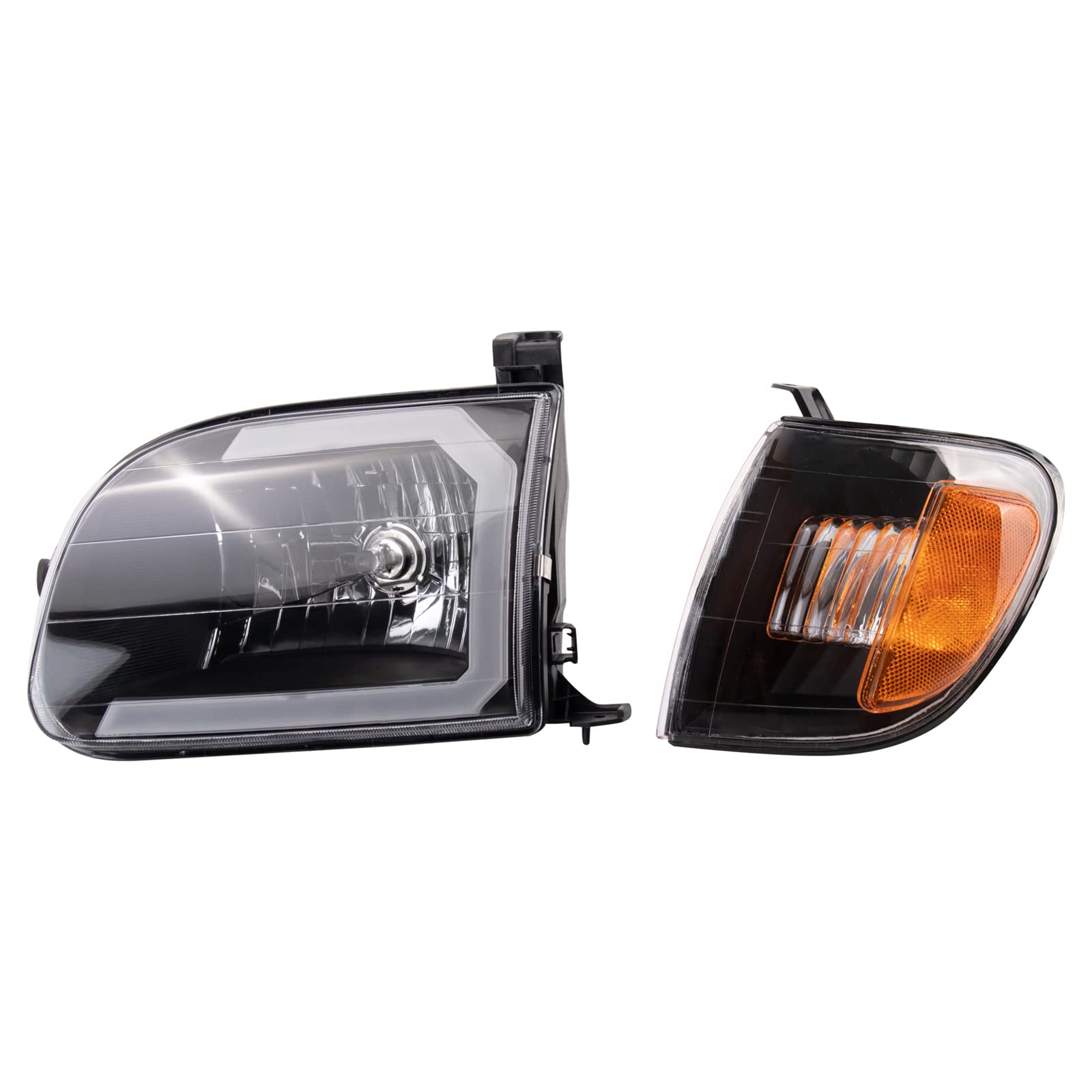 Trq Headlight Assembly Set Headlights Driver & Passenger Side Halogen Compatible With 2000-2004 Toyota Tundra To2502129 To250312