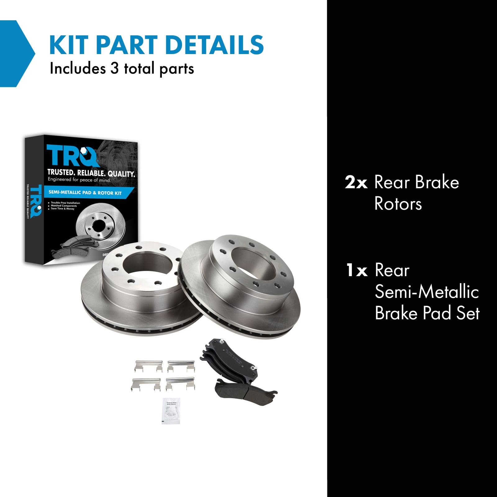 Trq Rear Disc Brake Pads & Rotors Kit Posi Metallic For Chevy Pickup Truck