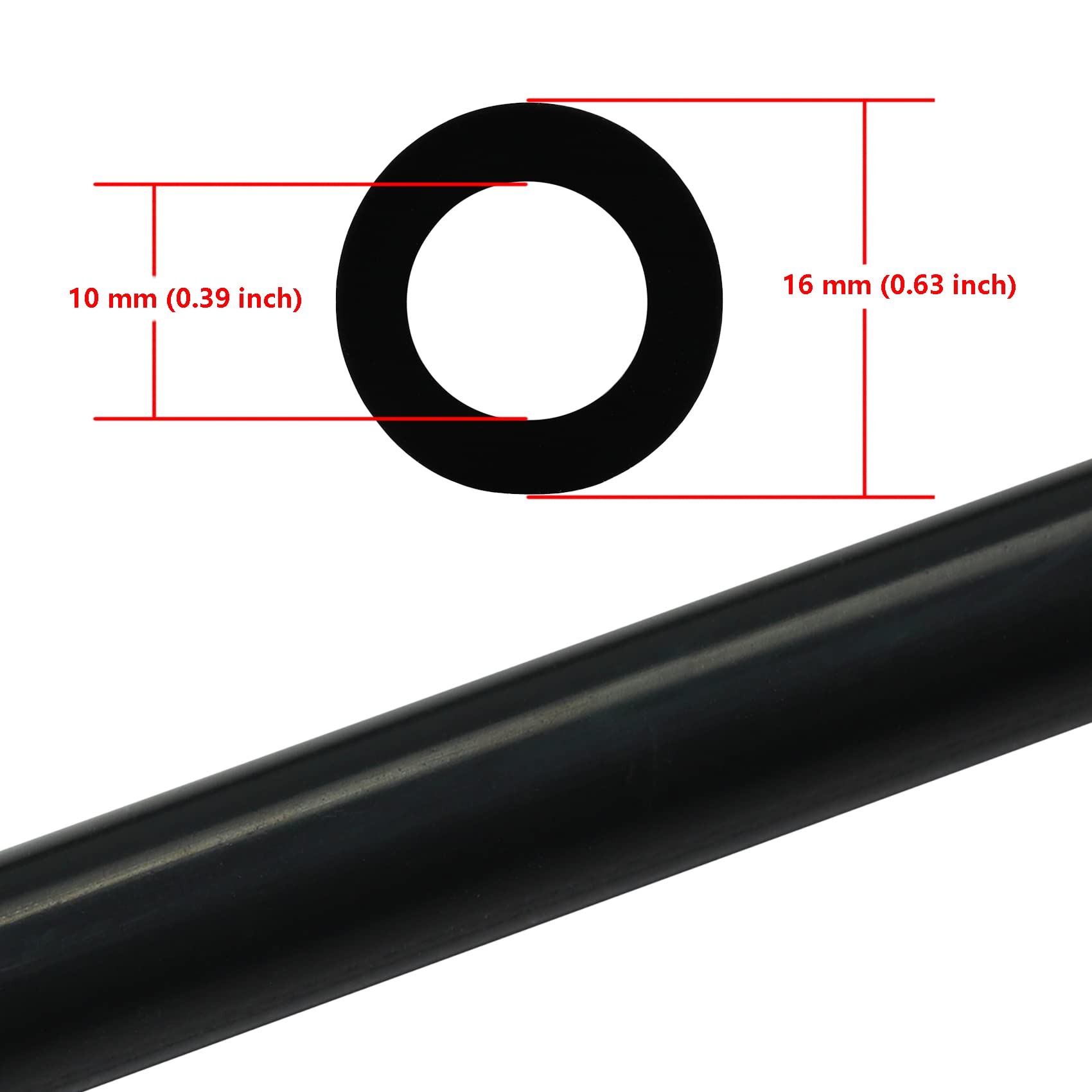 Ucreative 10Ft Id 3/8'' (10Mm) High Temperature Silicone Vacuum Tubing Hose 130Psi Max Pressure Black