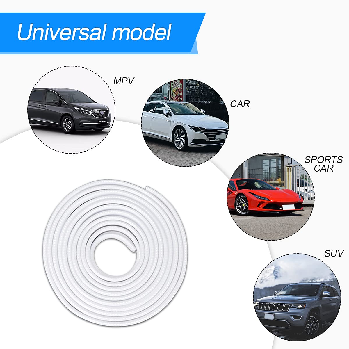 Car Door Edge Guards, 32Ft Universal Rubber Seal Protector U Shape Edge Trim Car Door Edge Protection For Most Car, Aluminum Boat Edge Guards (White/32Ft)