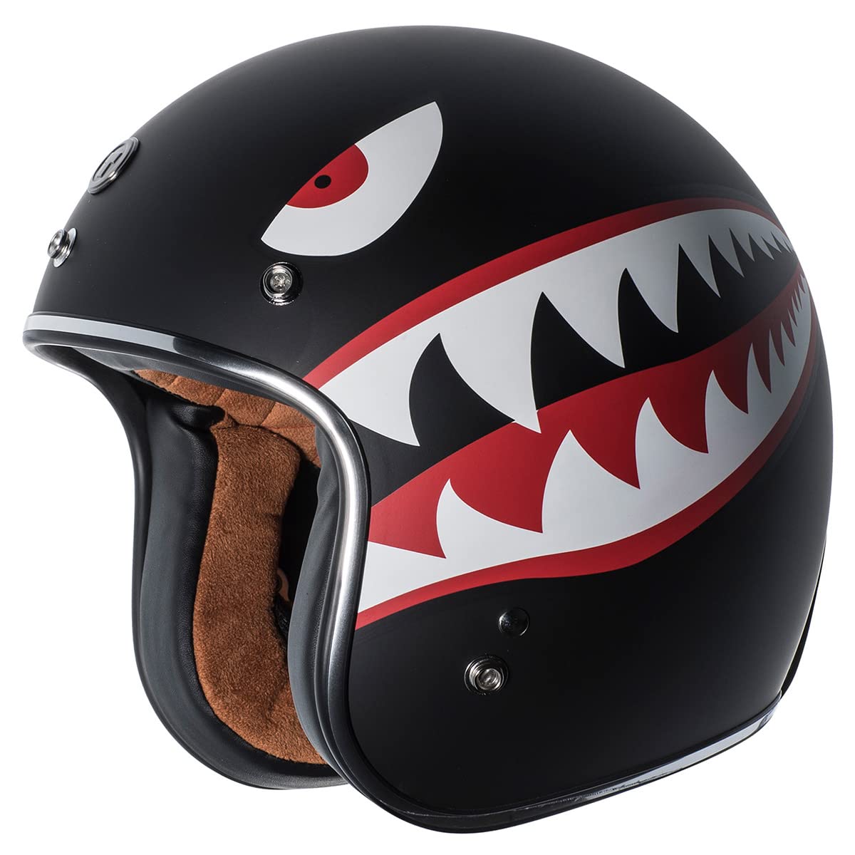 Torc T50 Fbk Fltg L T50 Route 66 3/4 Helmet With 'Flying Tiger' Graphic (Flat Black, Large)