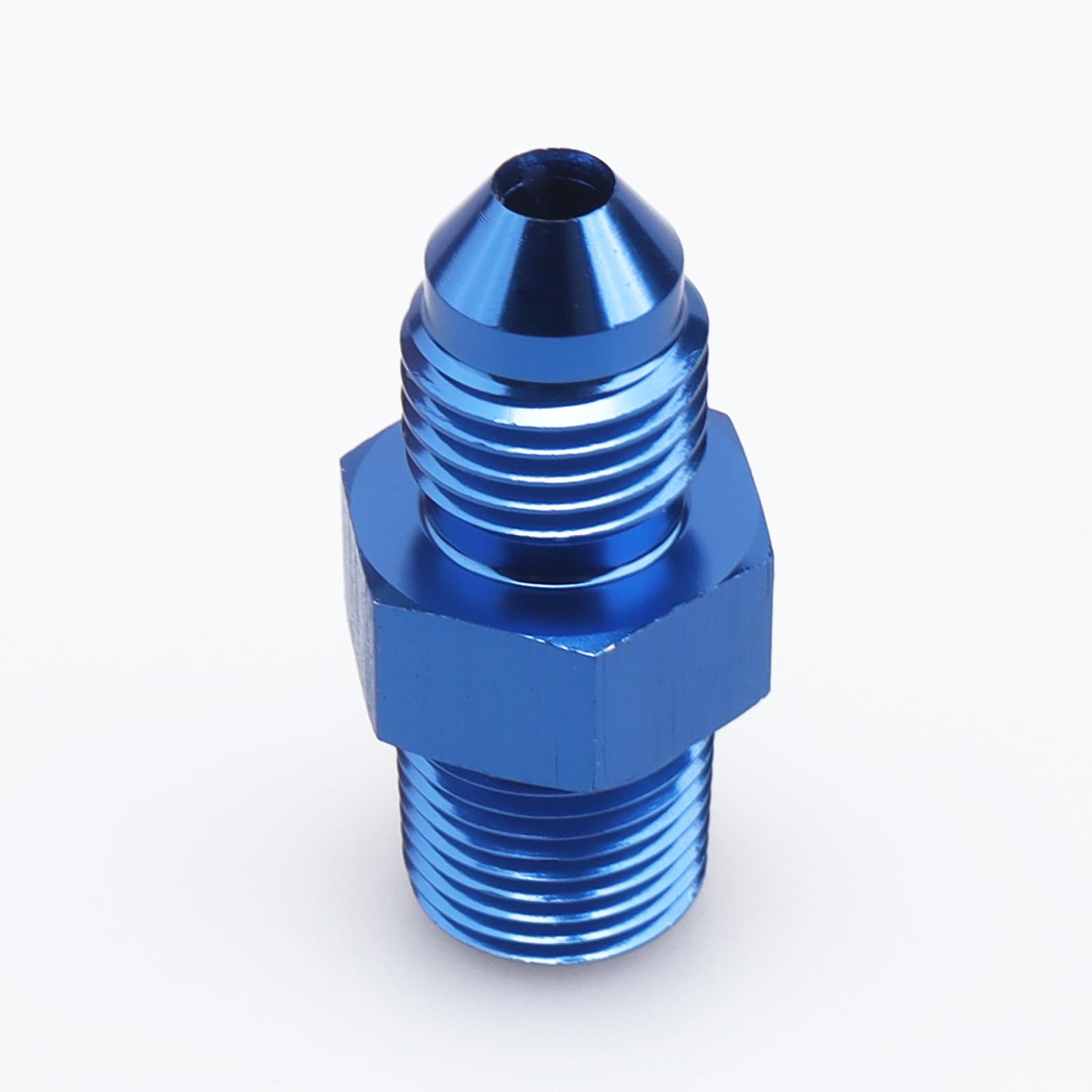Ac Performance Male 1/8'' Npt To -3 An Flare Adapter Straight Aluminum Blue