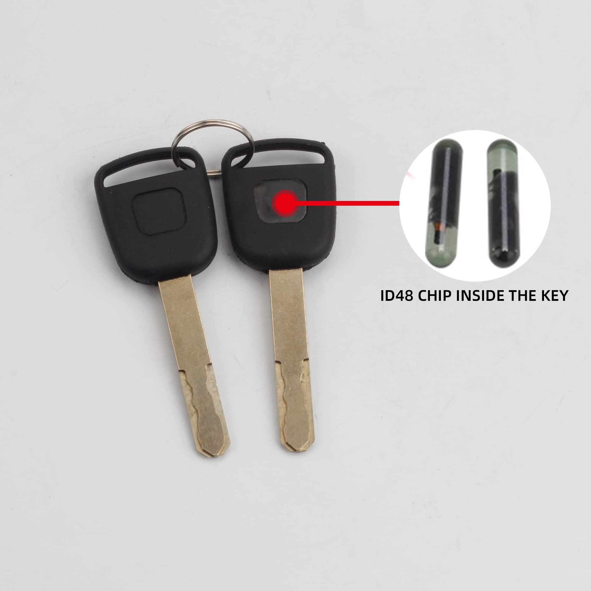Dasbecan Ignition Switch Lock Cylinder Assembly Compatible With Honda Accord Crv Odyssey Fit 2003-2008 06350-Saa-G30 35100-Sda-A71 (With Chip Id48 Keys)
