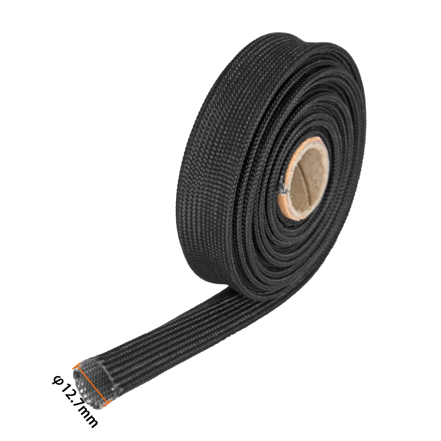 Heat Hose Fiberglass Wrap Shield Sleeve- 1/2'' ID x 10'Black Adjustable Hose Heat Shield Spark Plug Wire fuel line heat shield R