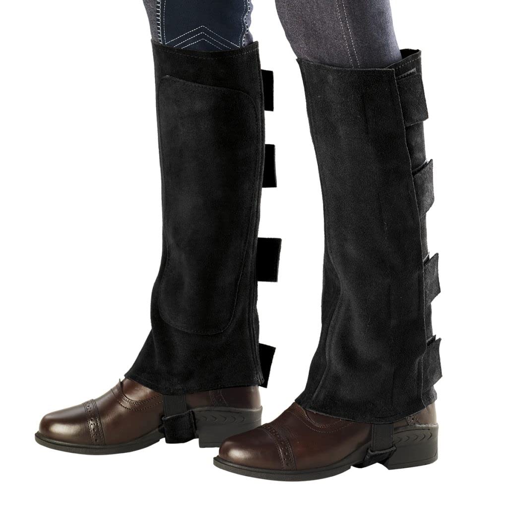 Ovation - Ladies Suede Half Chaps w/hook and loop , Black , Medium