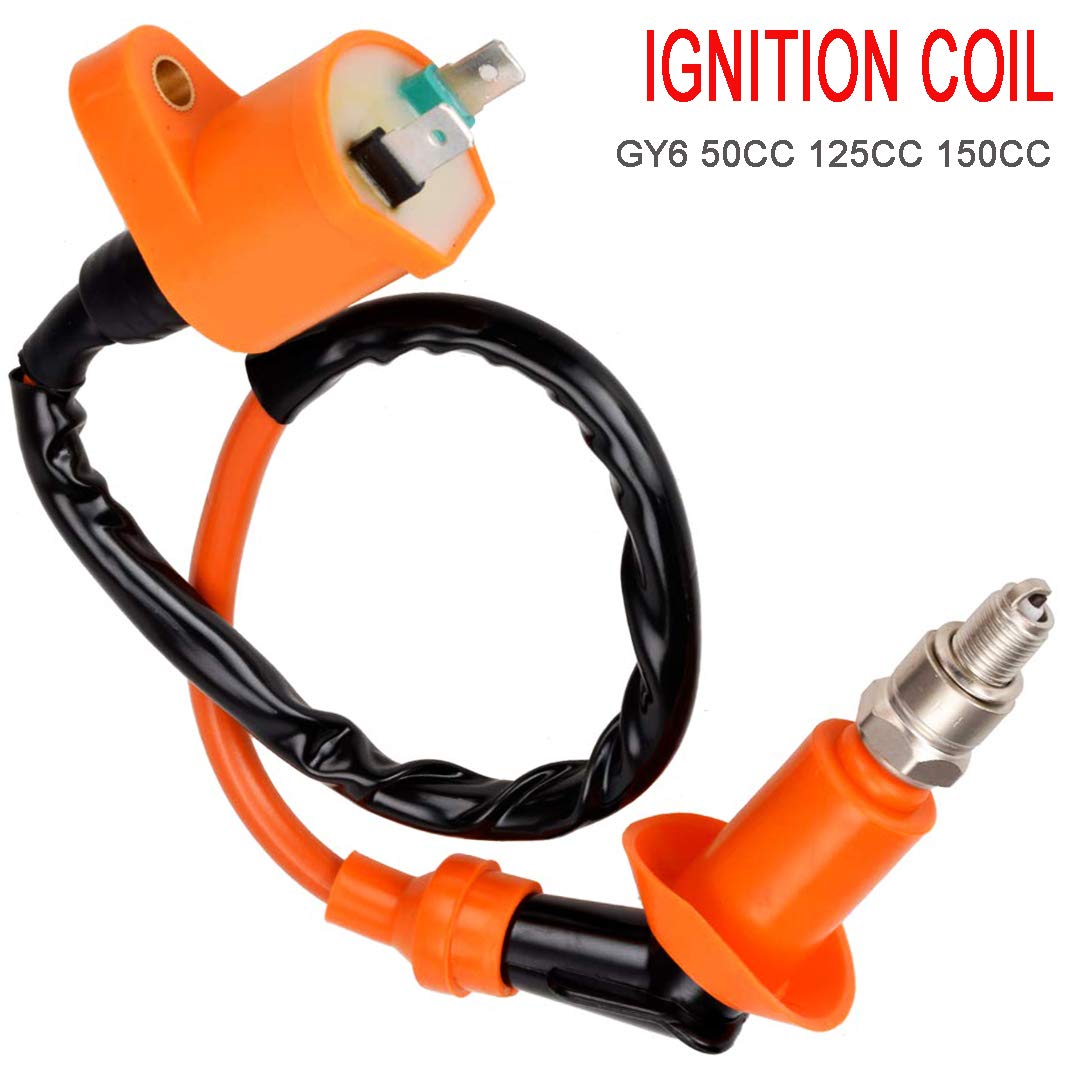 Mecotime Ignition Coil Spark Plug for GY6 50cc 70cc 90cc 110cc 125cc 150cc Automotive Racing 4-stroke Engine Motorcycle Honda Qu