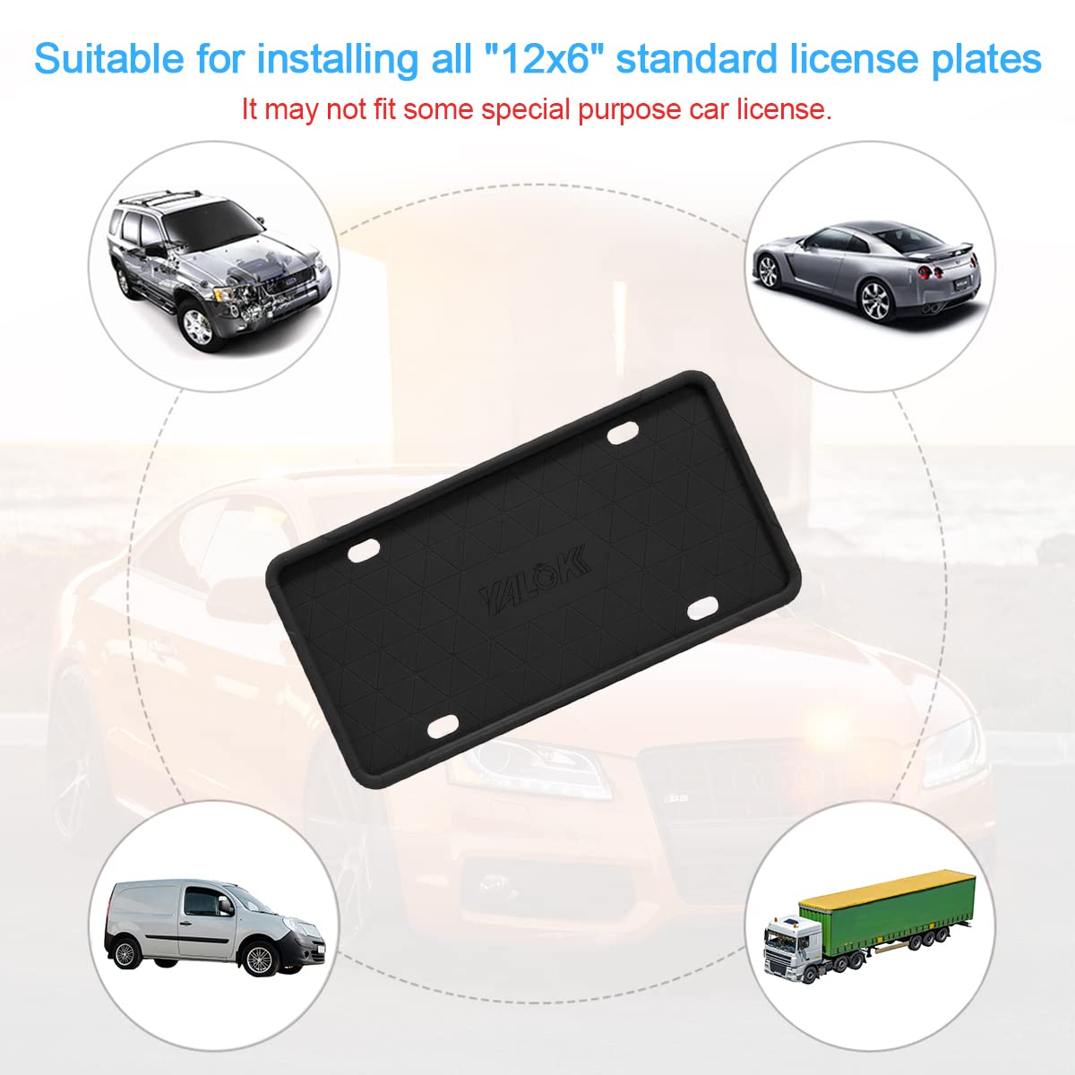 Car License Plate Frame, 2 Pcs Anti-Theft Universal Silicone License Plate Frame For Cars, Suvs, Vehicles, Rustproof License Plate Frame, Auto Accessories For Men & Women (Black/2Pcs)