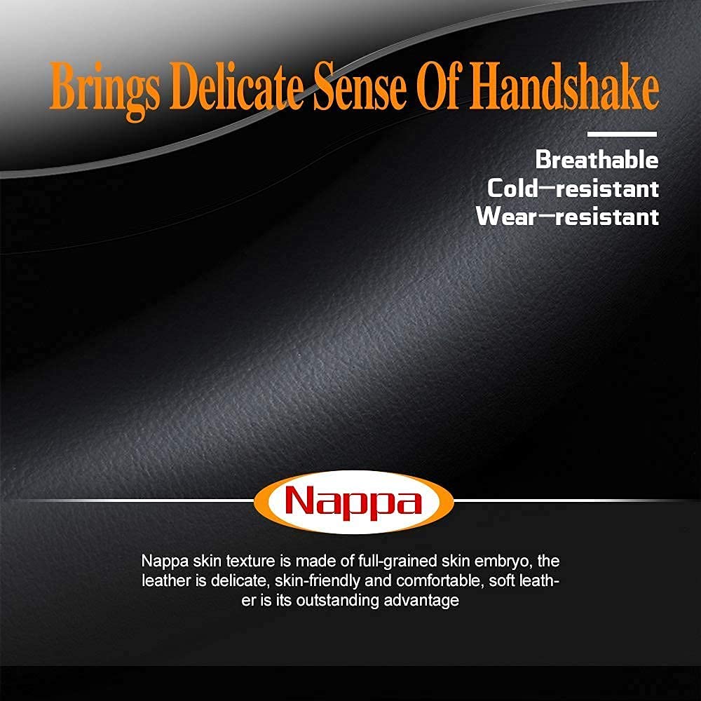 Carodi Latest Nappa Leather Car Steering Wheel Cover, Stylish Non-Slip Leather Car Interior 15 Inches Universal Black(Red And Blue Signs)