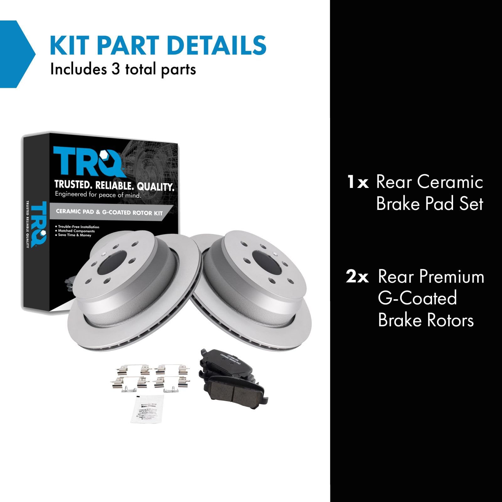 Trq Rear Brake Pad & Rotor Kit Brake Pads Brake Rotor Ceramic Premium G-Coated Compatible With 2015-2019 Chevrolet Colorado Gmc